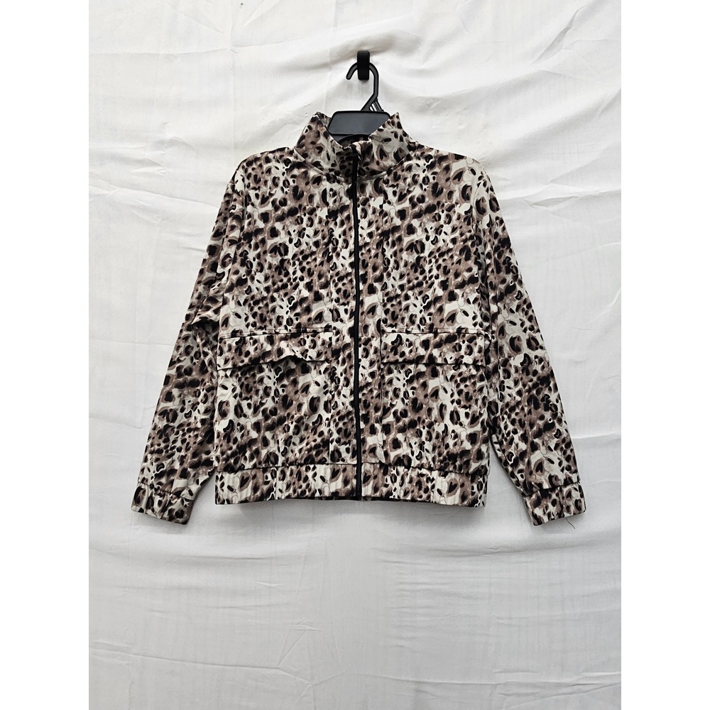 Member's Mark Womens Travel Jacket Brown Nylon Blend Animal Print Size Small